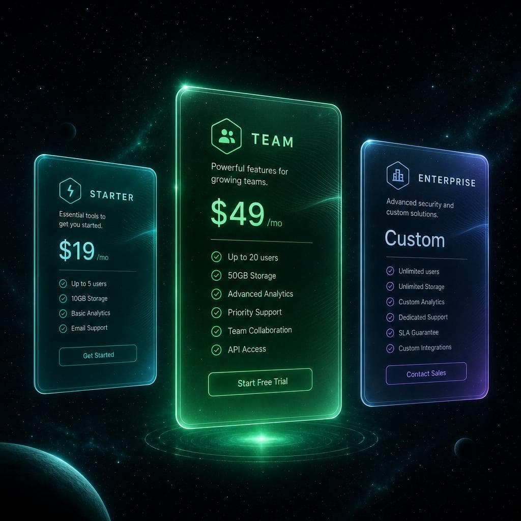 Sentinel website monitoring pricing tiers — Starter, Team, Enterprise