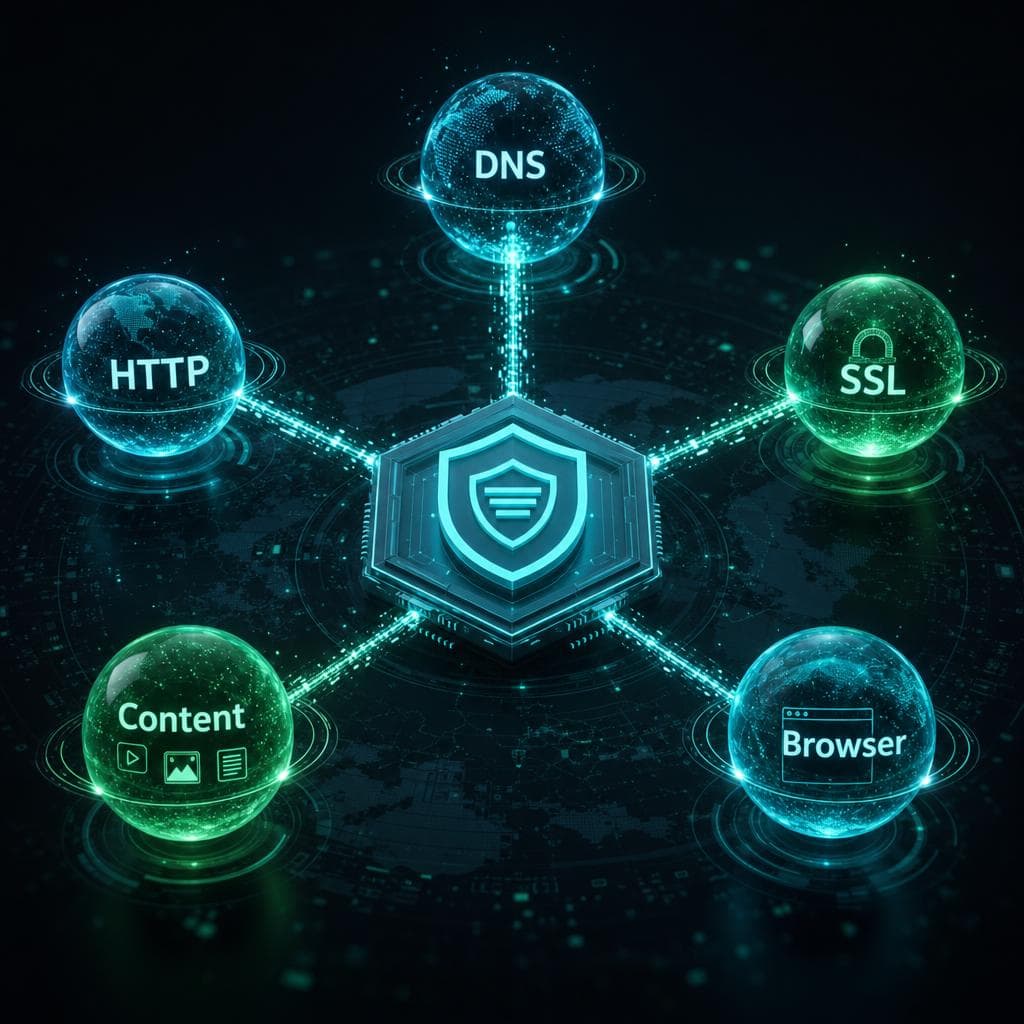 Sentinel five check types — DNS, HTTP, SSL, Content, Browser